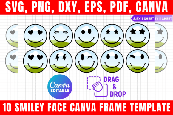 10 Smiley Face Canva Frame Template: Retro Charm for Modern Designs