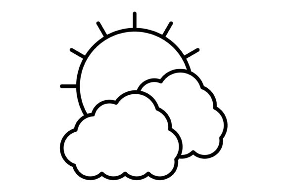 Clouds and Sun Outline Icon: A Designer's Weather Toolkit
