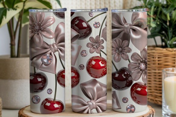 Luxury Cherry Bows 20oz Tumbler Wrap: Elegant Design for Custom Creations