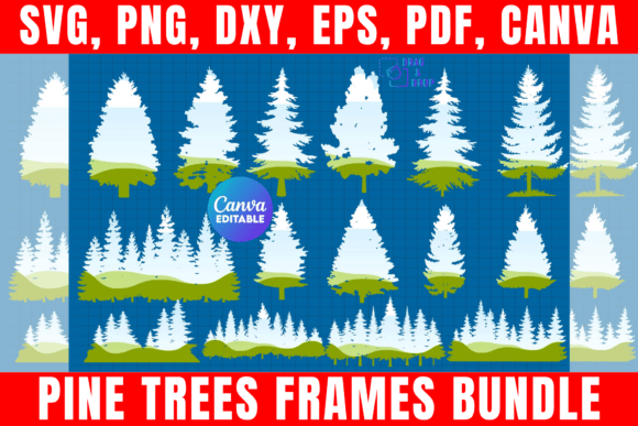 Pine Trees Frames Bundle: Drag-and-Drop Nature Graphics