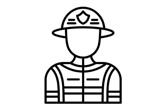 Practical Fireman Outline Icon: A Designer's Asset