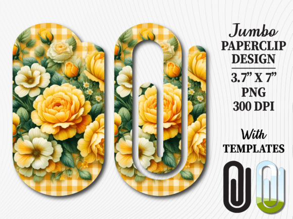 Rose Flower Gingham Jumbo Paperclip: A Creative Design Asset
